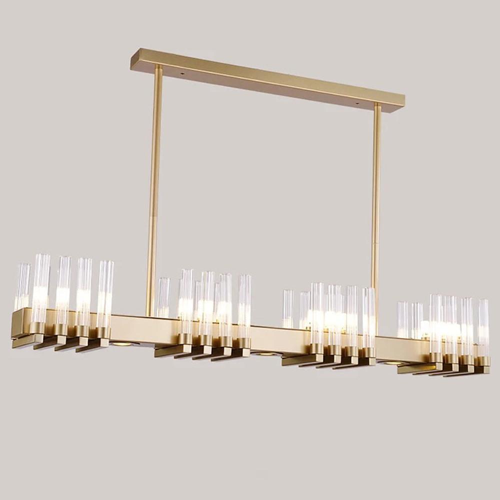 Creative Linear Electroplated Metal Glass LED Modern Chandeliers Pendant Light