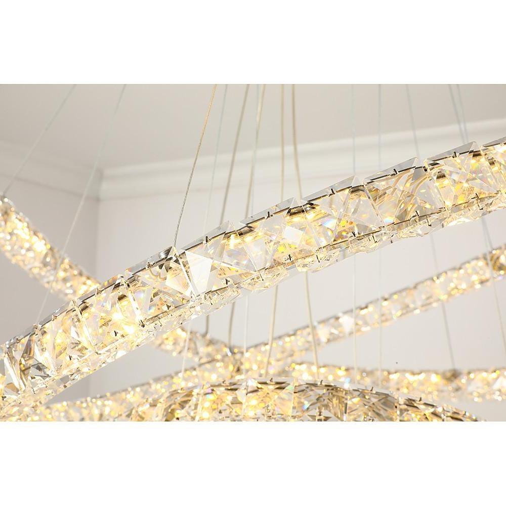 3/4-Light LED Tiered Chandelier LED Crystal Ring Hanging Pendant Light