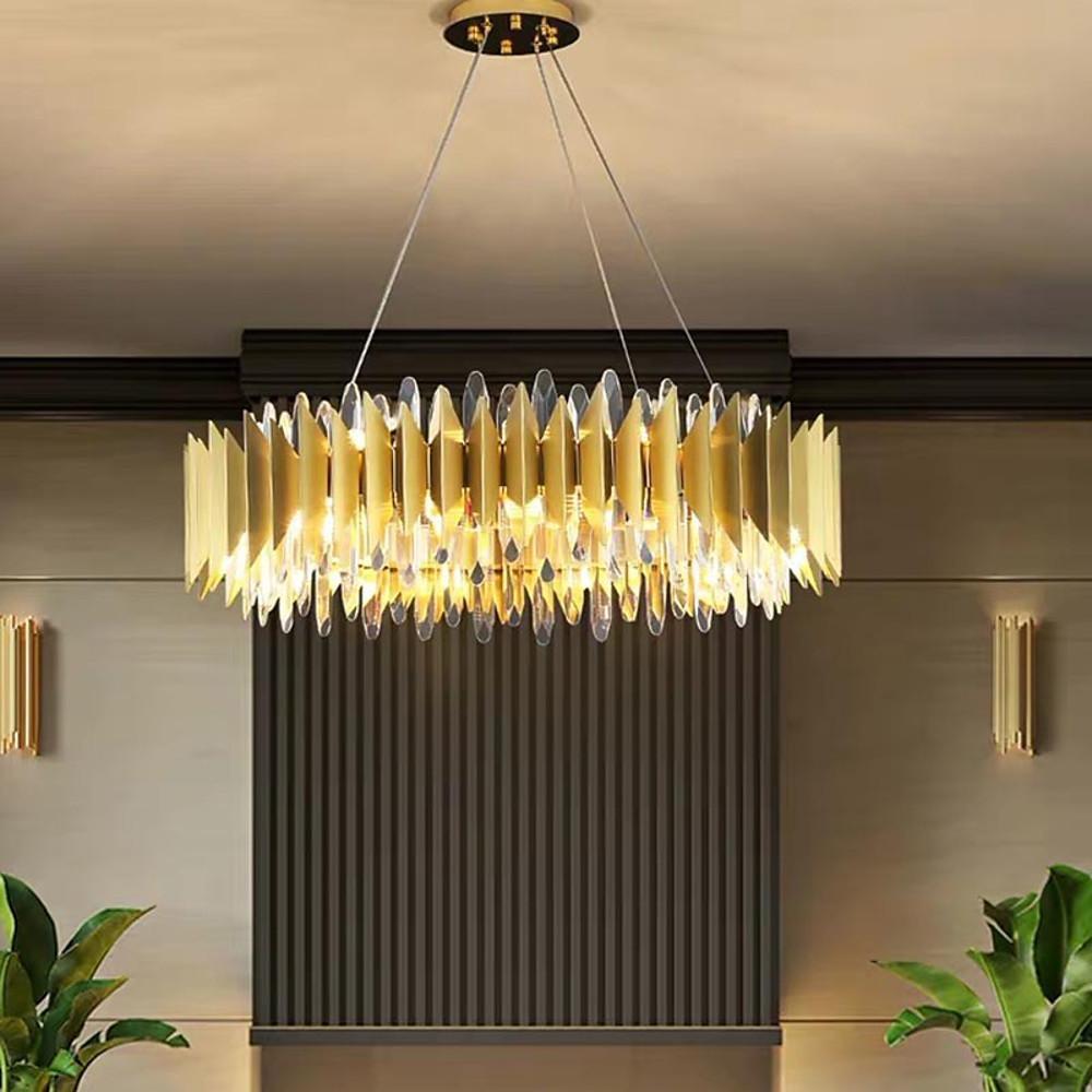 Modern Round Crystal Chandelier Stainless Steel Single Ceiling Light