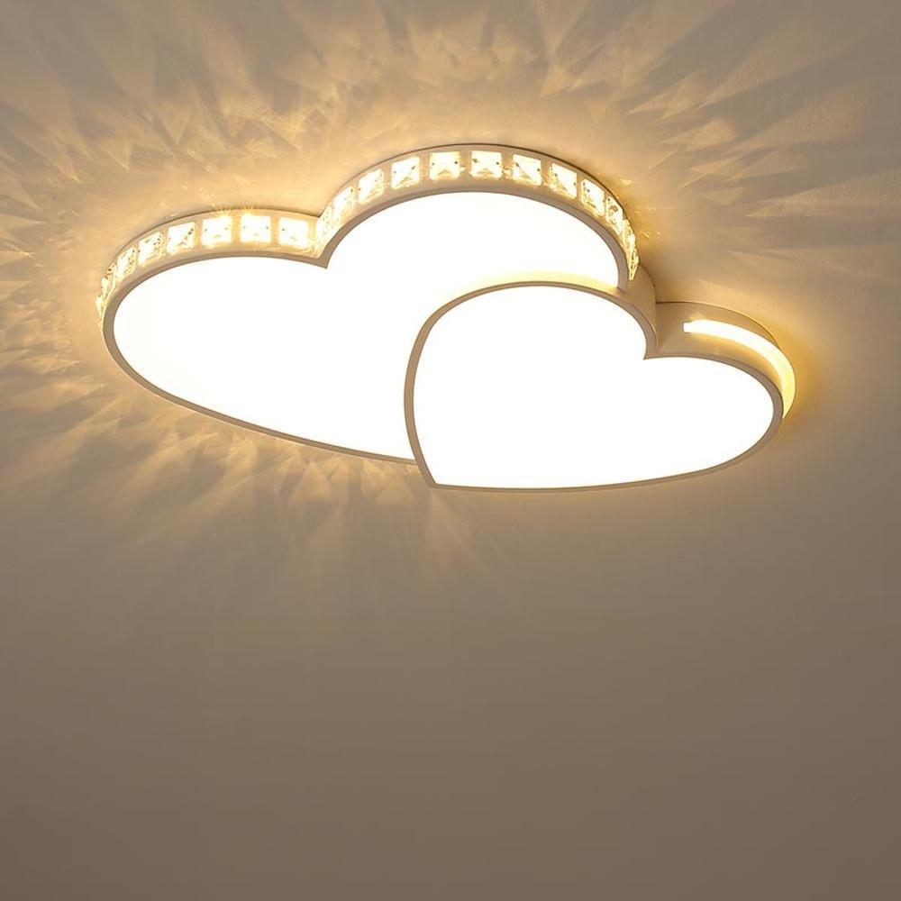 Two Heart Shaped Flush Mount Ceiling Light Dimmable Lamp 1 Bulb