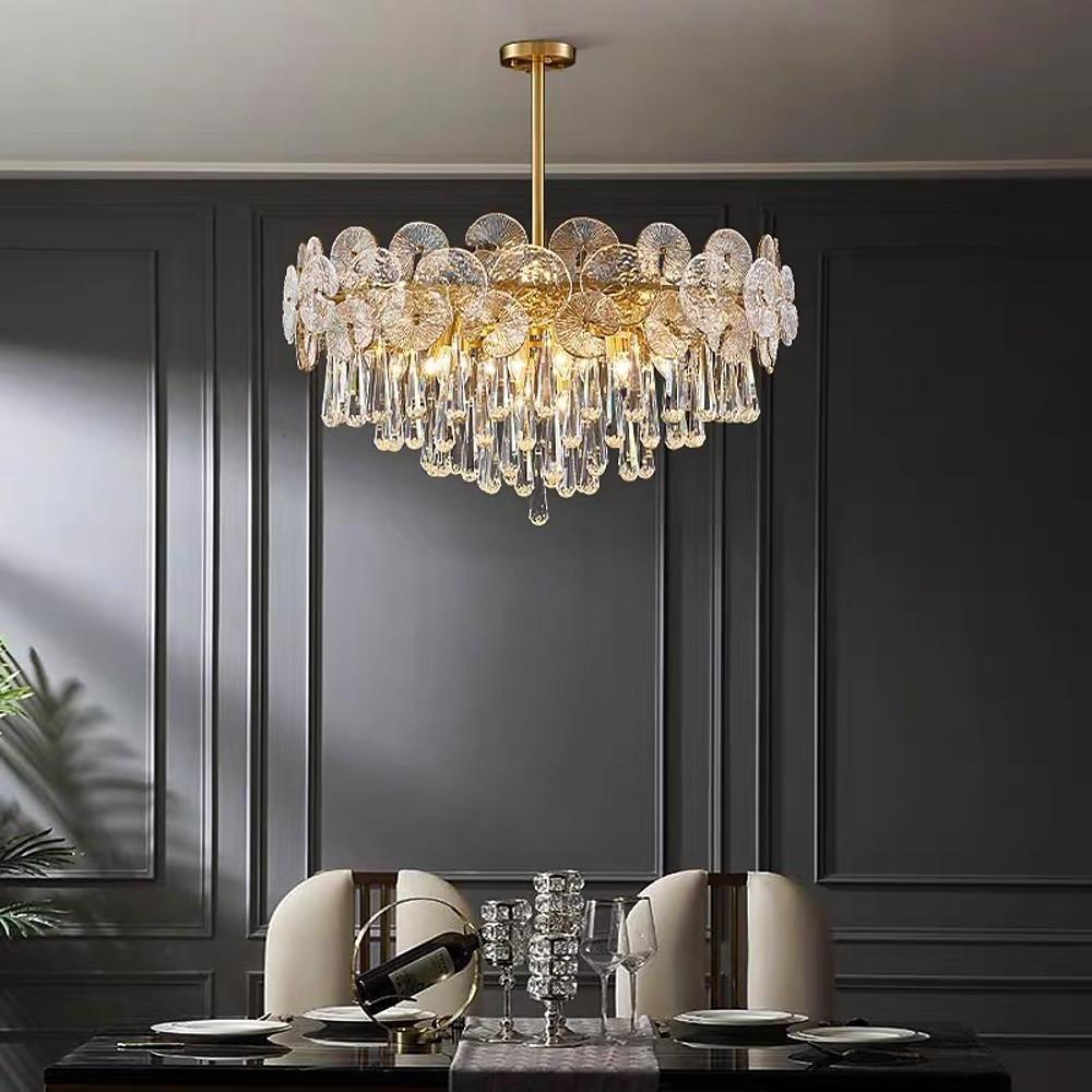 Candelabra Flush Mount Ceiling Light Metal Crystal LED Light