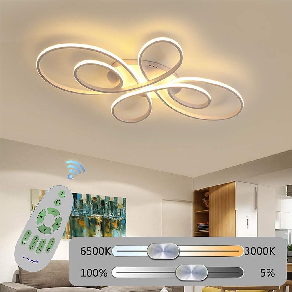 Artistic Curved Dimmable LED Modern Ceiling Lights Chandelier Flush Mount Lighting