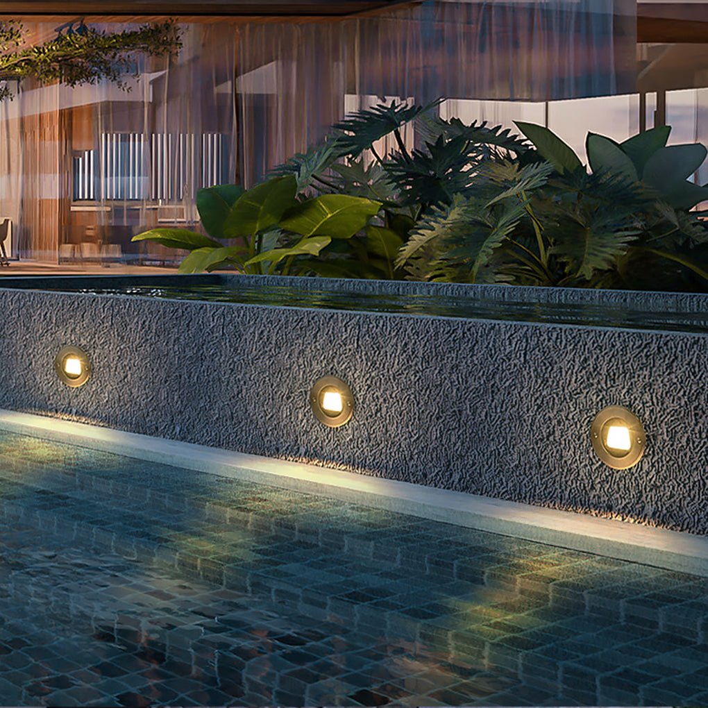 Ultra-thin Waterproof Recessed Step Lights LED Ground Lighting for Stairs, Decks (IP65, 110-240V, Warm White)