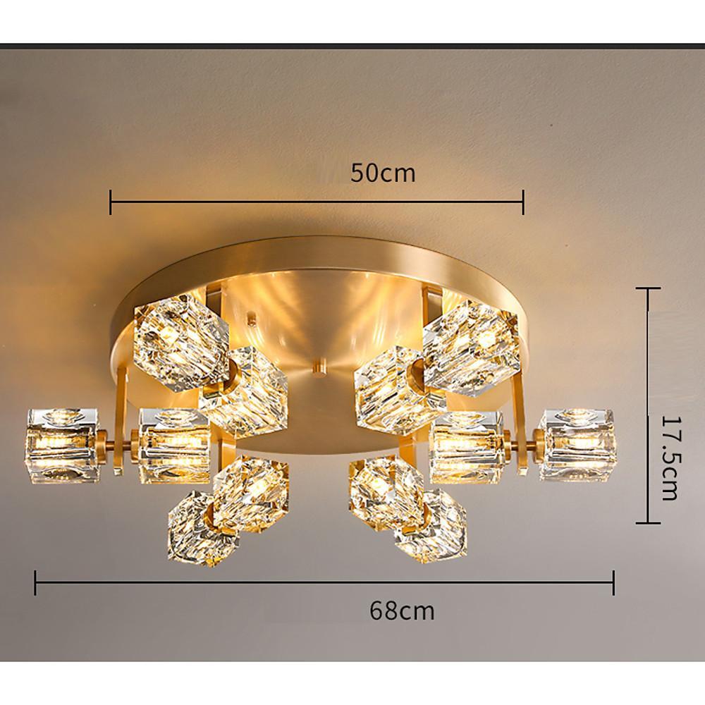 6 Light Unique Crystal Brass Flush Mount Light LED Ceiling Light