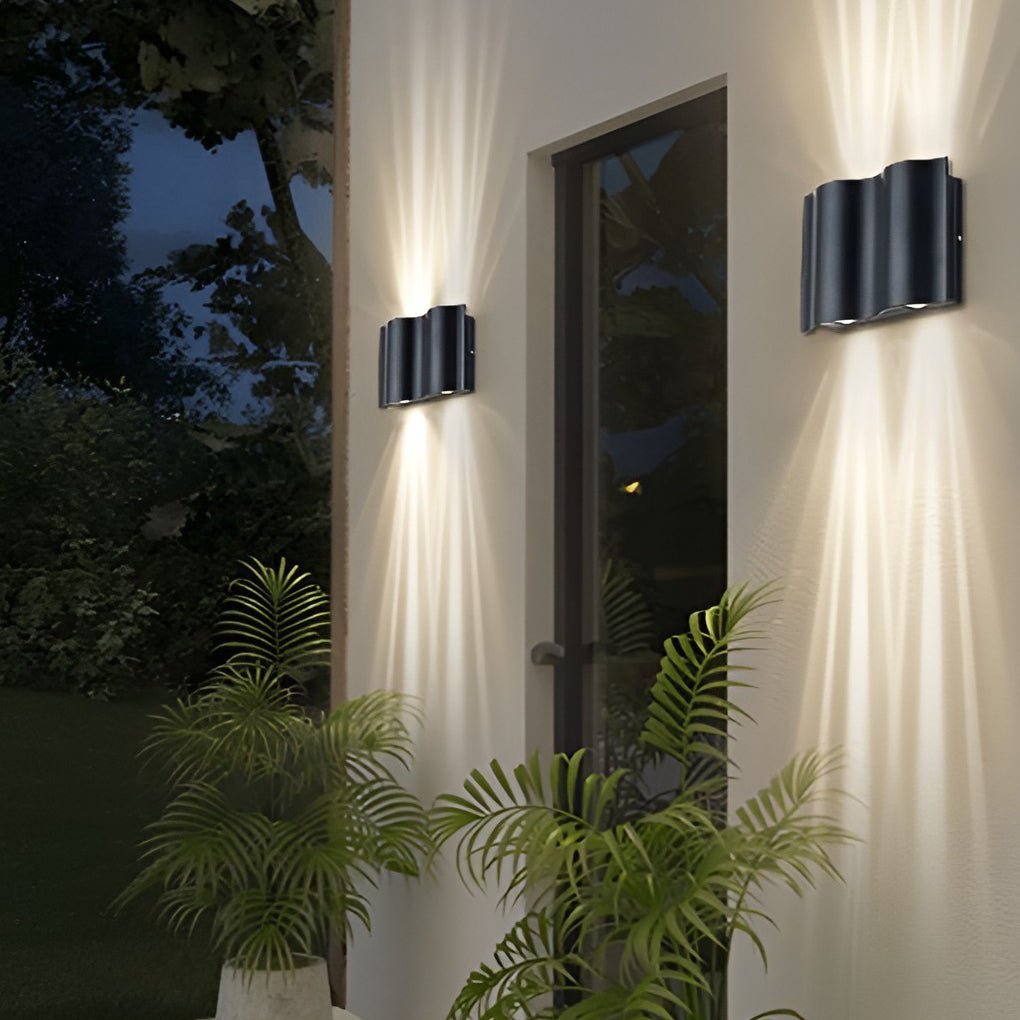 Arc Waterproof Wave Wall Sconces Outdoor Cool LED Up and Down Wall Mounted Lights