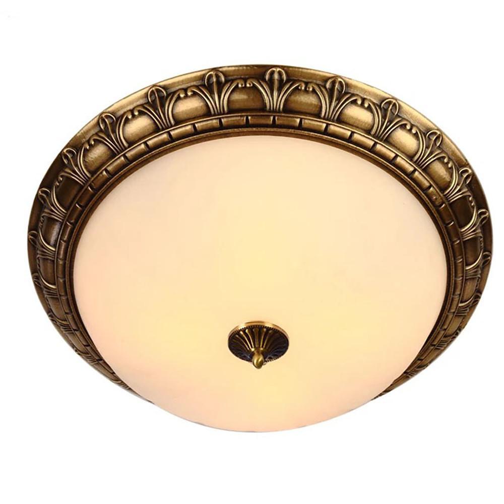 Antique Flush Mount Ceiling Light Vintage Bronze & Frosted Glass Light Fixture