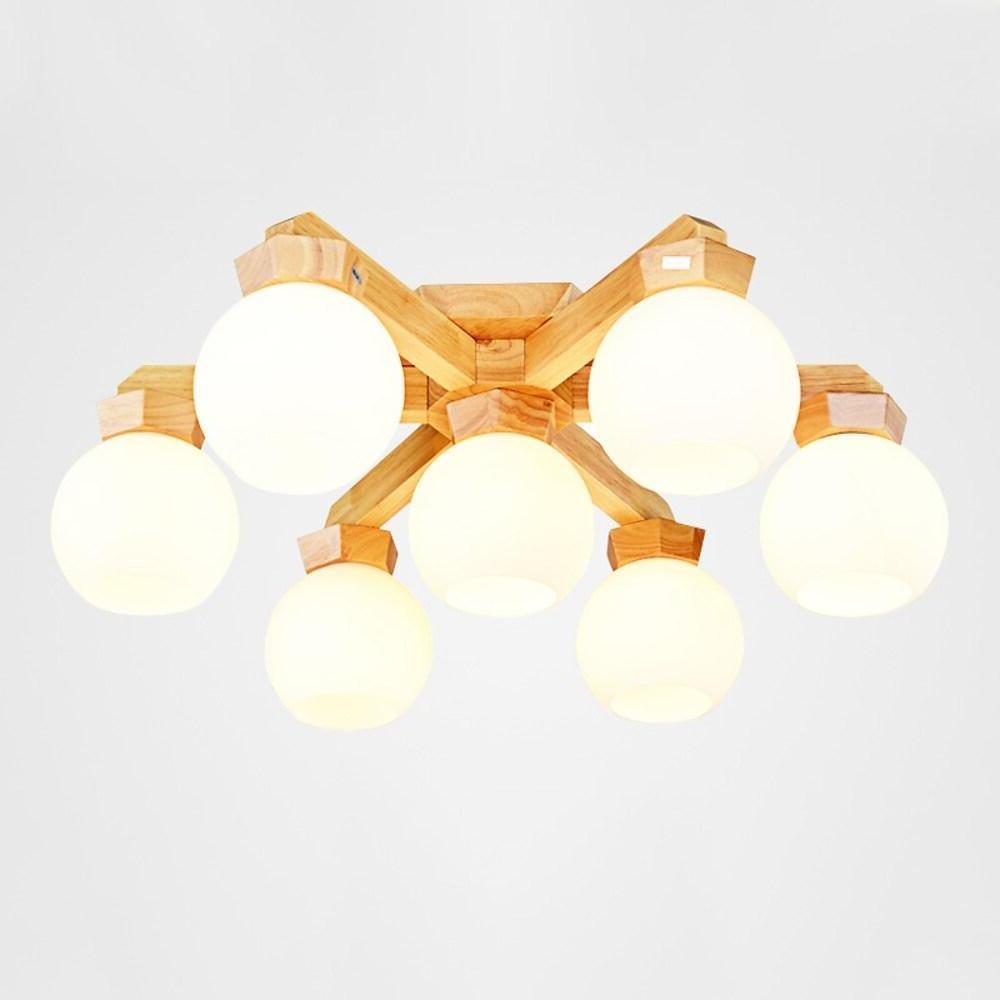 Nordic Style Modern Wood Chandelier LED Globe Chandelier