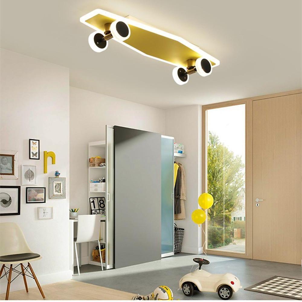 Cartoon Skateboard-shaped Dimmable LED Gold Modern Ceiling Lights