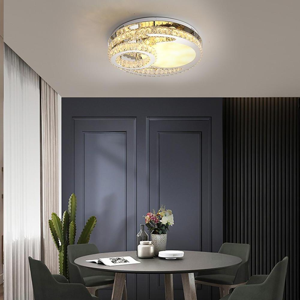 Overlapping Circles Crystal Stainless Steel Flush Mount LED Lights Bedroom Ceiling Lights