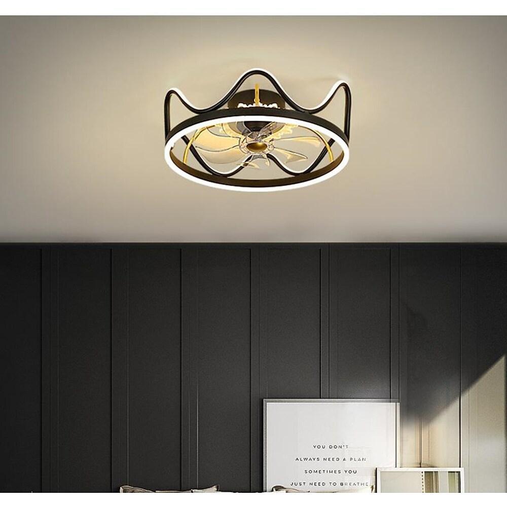 Crown Shapes Gold Black Ceiling Fan with Light