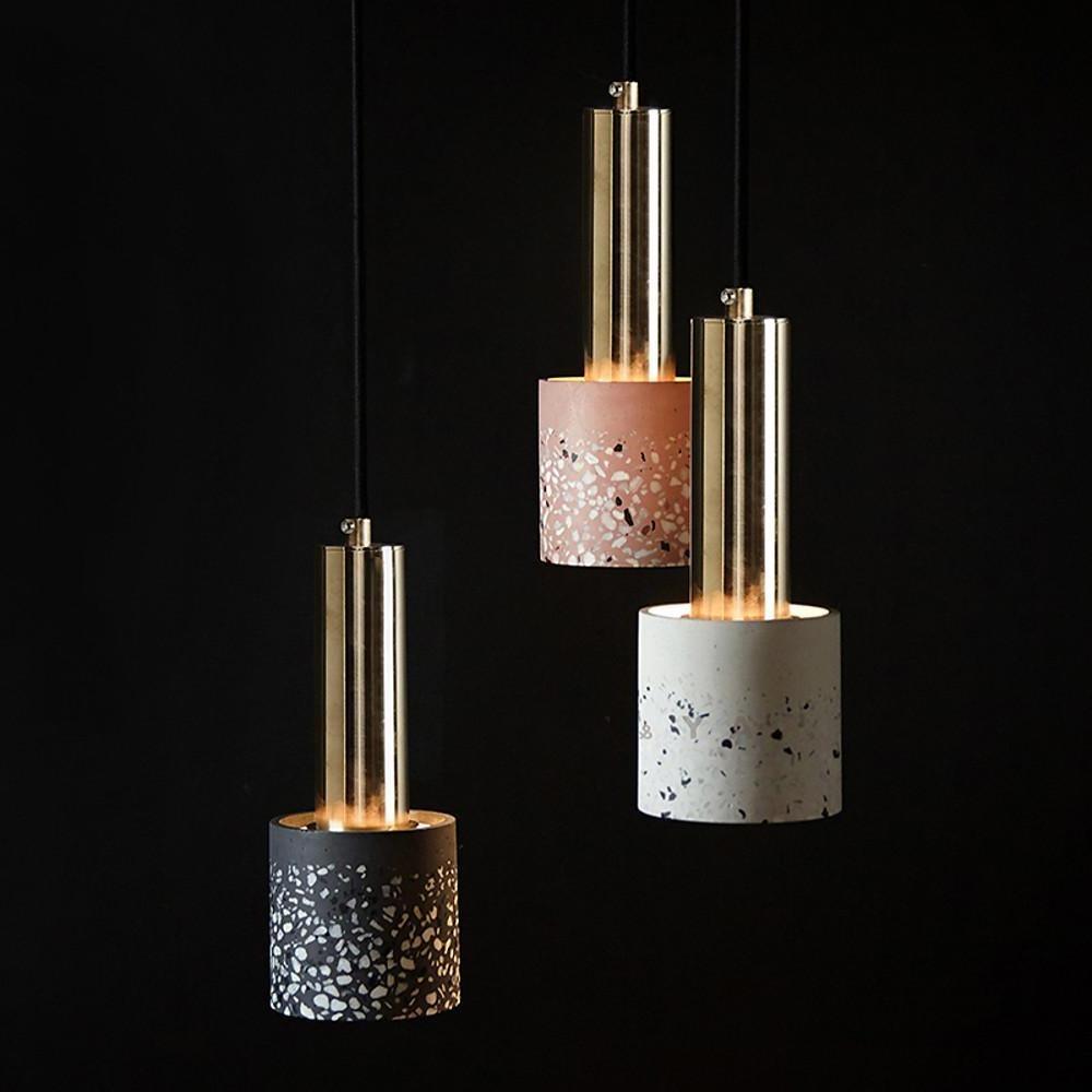 Cylinder Concrete LED Electroplated Nordic Pendant Light Island Lights