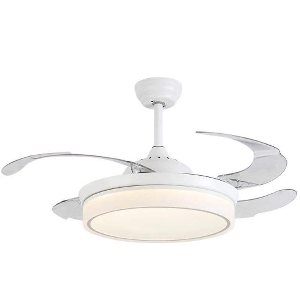 4 Blades White Retractable Ceiling Fan with Light