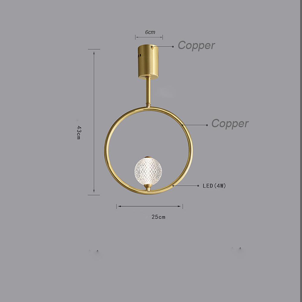 Ring Globe Acrylic Brass Flush Mount Ceiling Light for Entryway Hallway Lighting