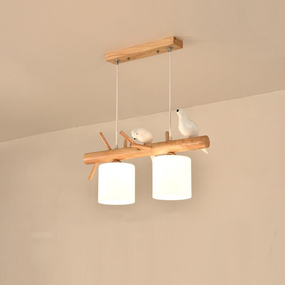 Rustic Island Kitchen Pendant Lighting Wood Bamboo Glass Pendant Lighting