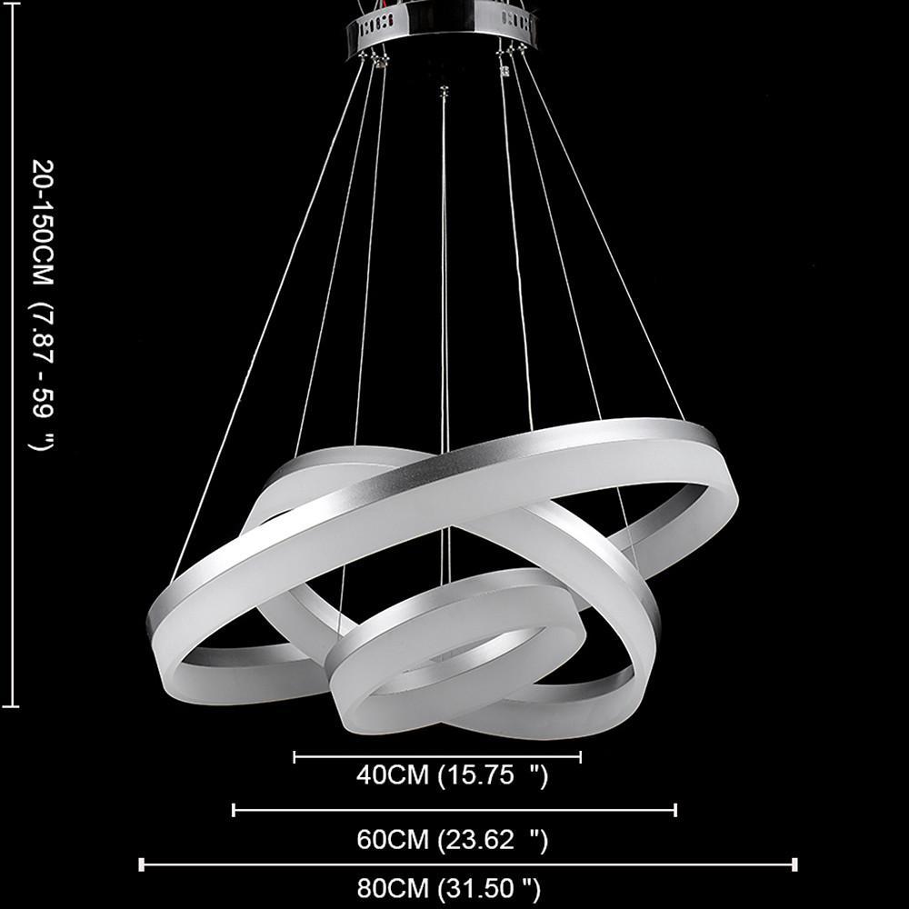 Adjustable Gradated 3 Rings Dimmable LED Modern Chandeliers Pendant Lighting