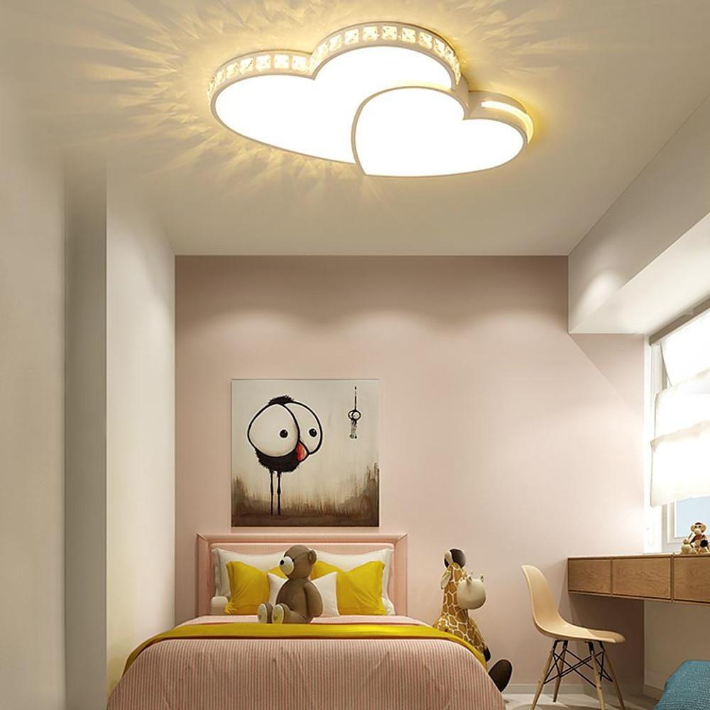 Two Heart Shaped Flush Mount Ceiling Light Dimmable Lamp 1 Bulb