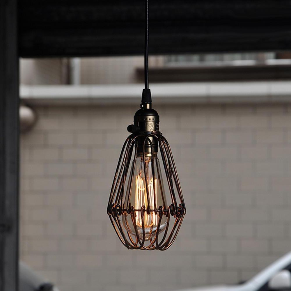 Nordic Vintage Metal Lantern Pendant Light LED Industrial Ceiling Light