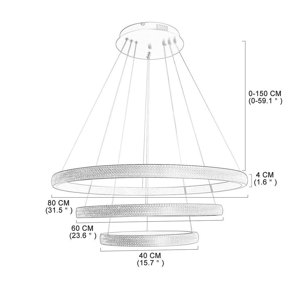 Adjustable 3 Rings LED Gold Modern Chandeliers Kitchen Island Lighting