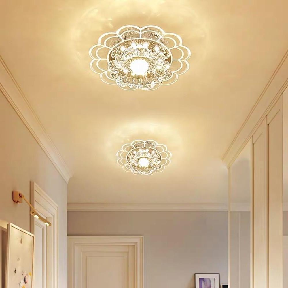 Flower Effect Entryway Lighting Crystal Metal LED Flush Mount Ceiling Light for Baby Kids