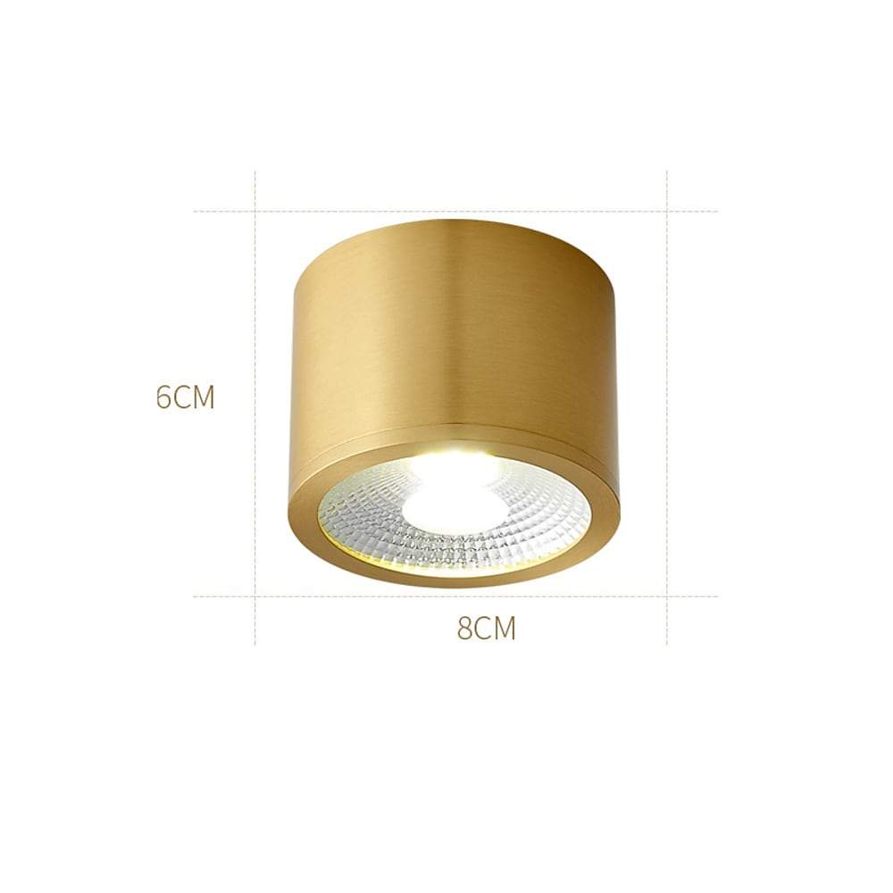 Cylindrical Copper Brass LED Modern Ceiling Light Flush Mount Lighting