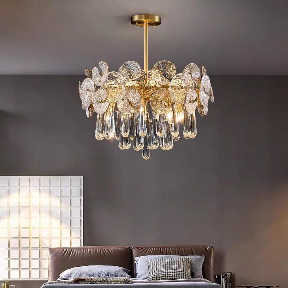 Candelabra Flush Mount Ceiling Light Metal Crystal LED Light