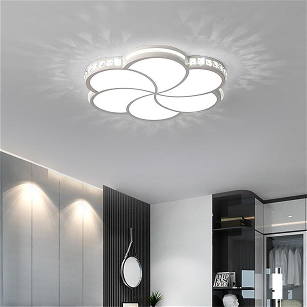 Flower Crystal Dimmable LED White Modern Flush Mount Lighting Ceiling Light