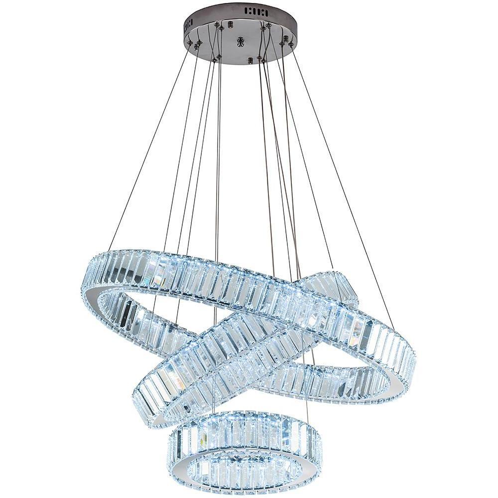 Chrome Crystal 3-Tier Pendant Light Modern Chandelier