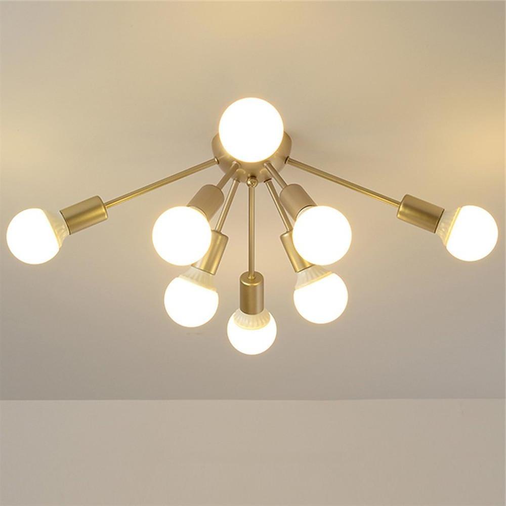 8 Light Cluster Gold Flush Mount Light Modern Metal LED Ceiling Light