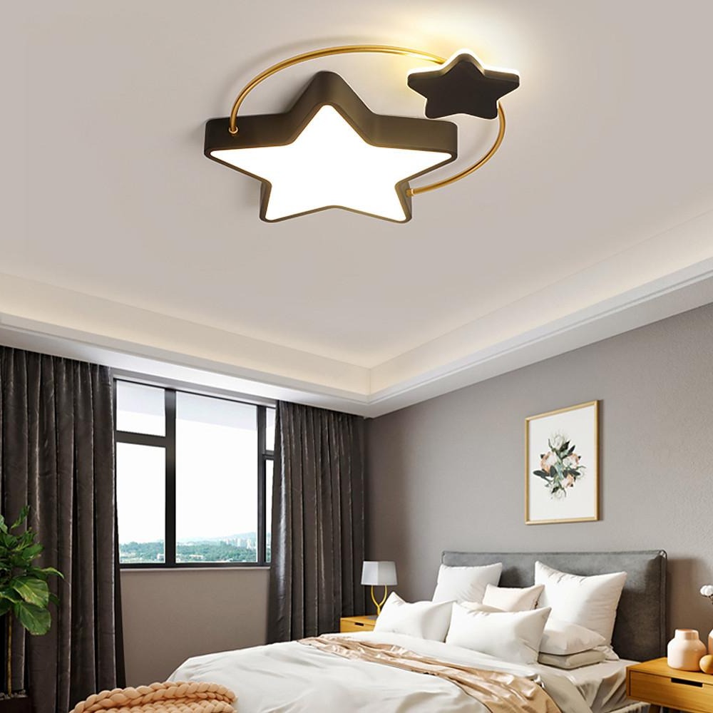 2 Star Shapes Flush Mount Ceiling Light LED Classic Dimmable Baby Kids Lights for Bedroom