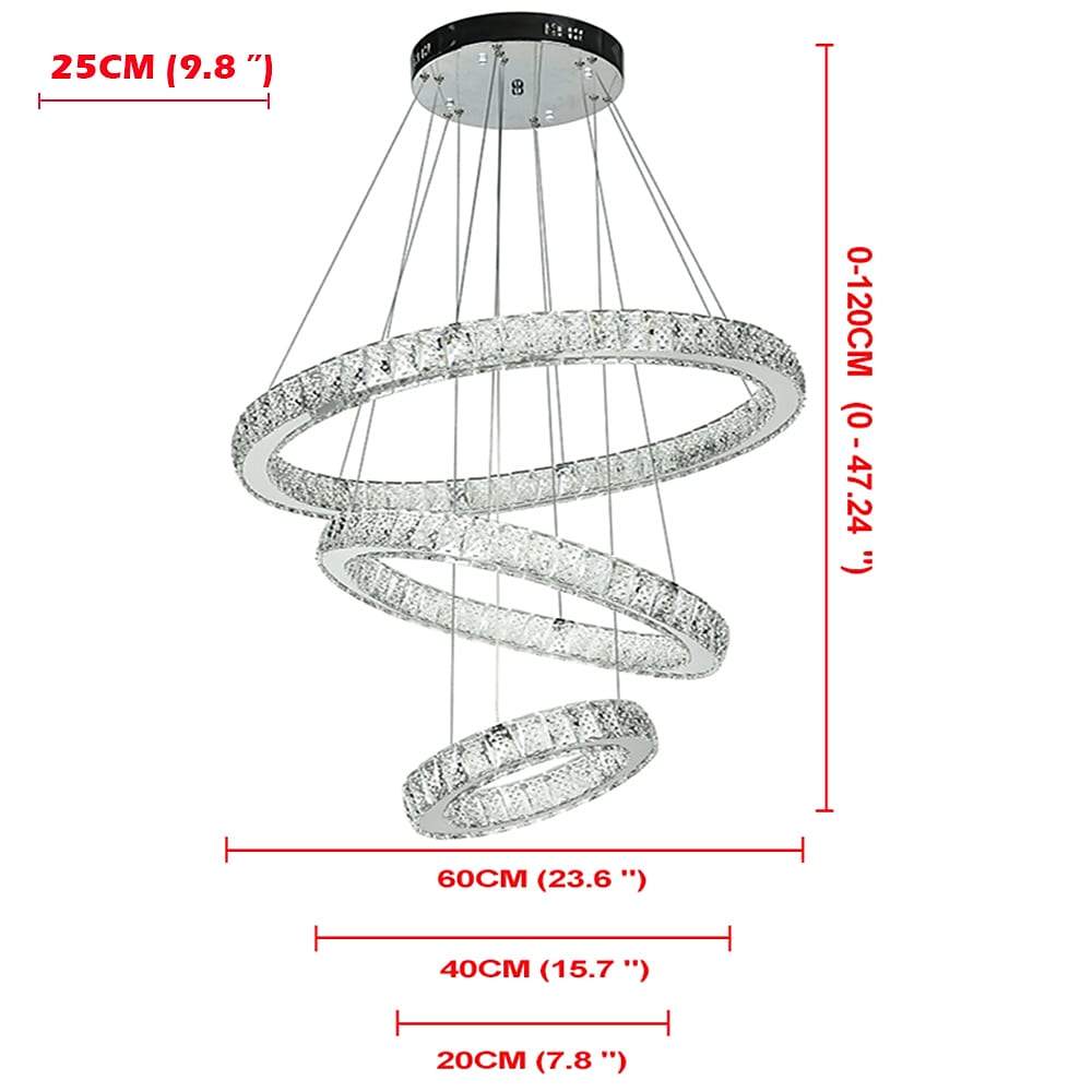 Modern 3 Tiers Circles Suspended Chandelier with Crystal Accents