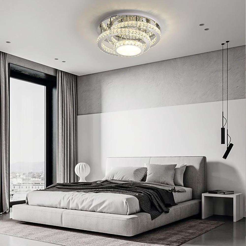 Gradated Flush Mount Ceiling Light Industrial Acrylic Stainless Steel LED Light