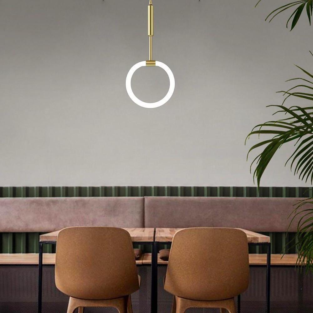 Circle LED Gold Modern Pendant Light Hanging Lamp Island Lights Chandelier