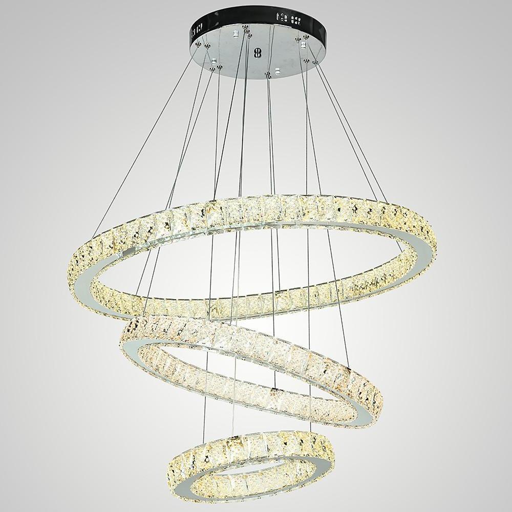 Geometrical Design Circle Chandelier Metal Crystal Ceiling Light