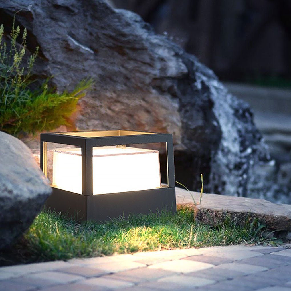 Square Double Layer Shade Outdoor Pier Mount Light Post Lamp