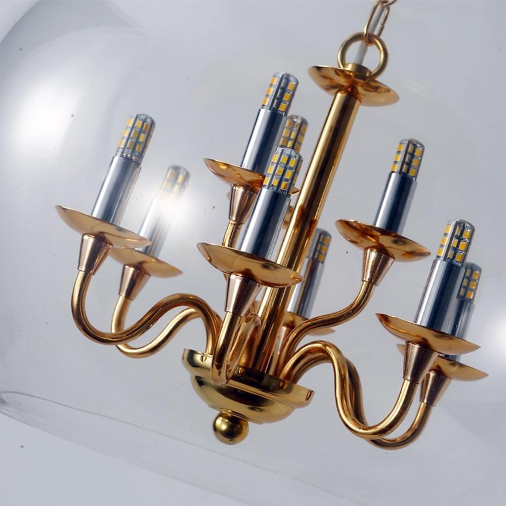 Metal Glass Adjustable Industrial Pendant Lighting with Interior 9 LED Light