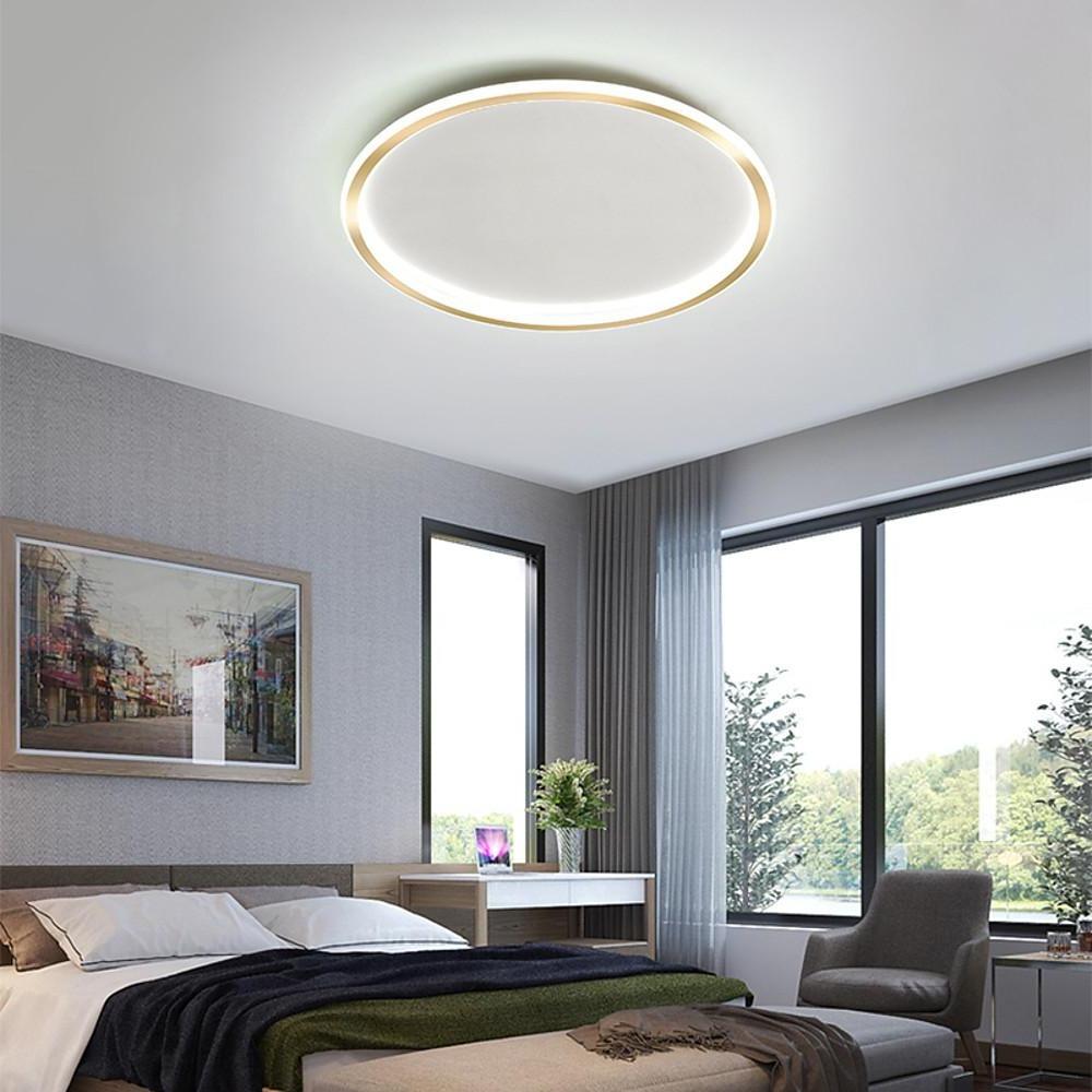 Circular Minimalist Metal Silica Gel LED Flush Mount Ceiling Light for Living Room