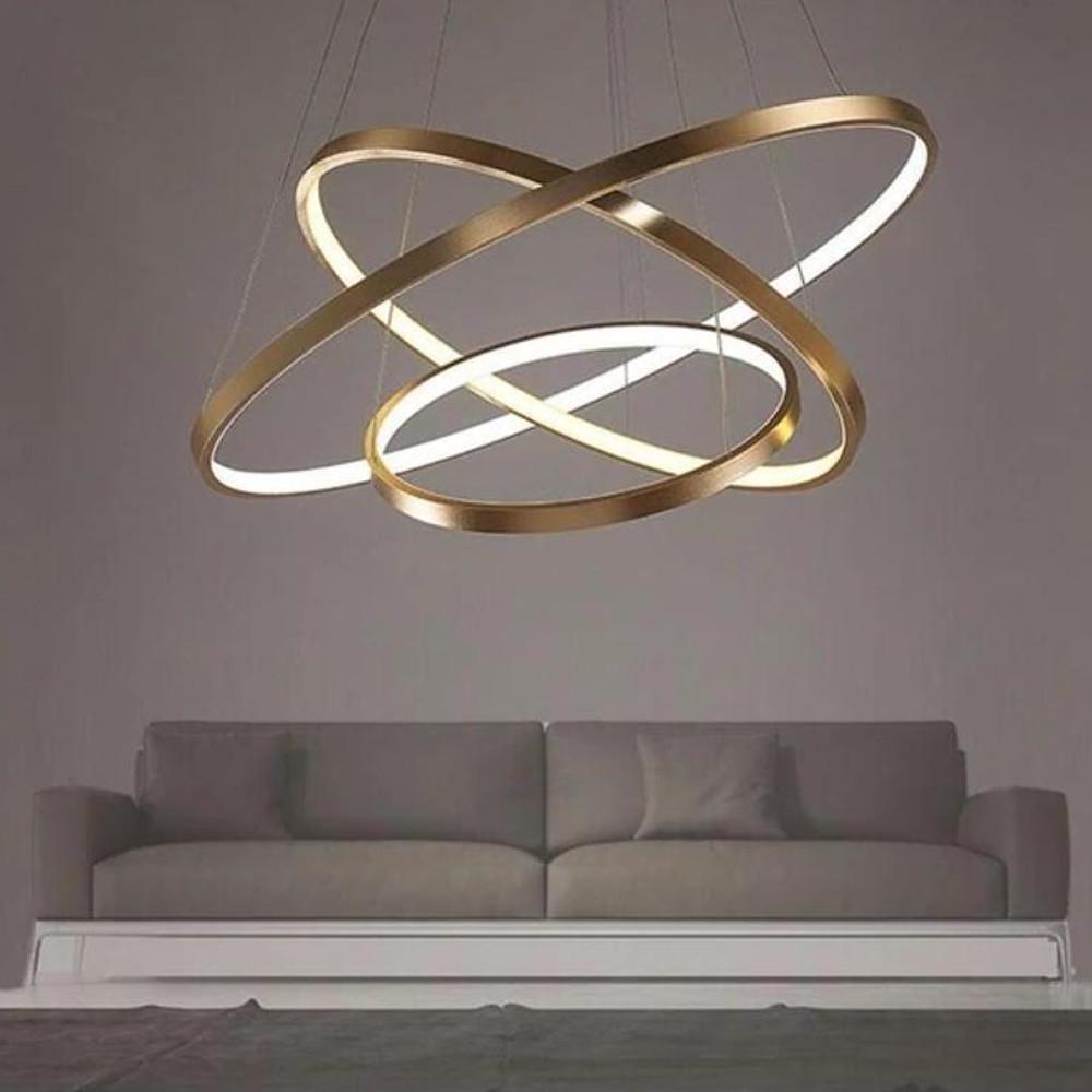 3 Ring Intterweaved Circle Design Pendant Lighting Aluminum Acrylic LED Ceiling Light