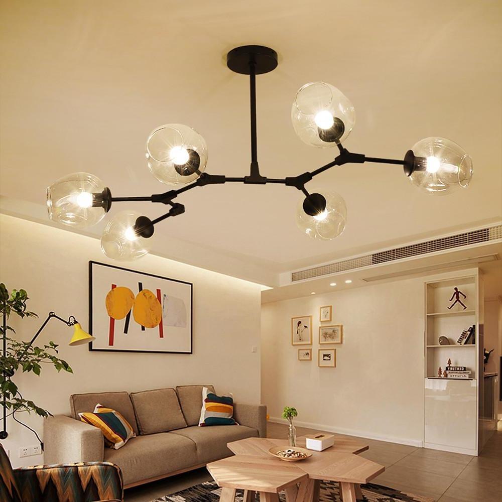 Nordic Contemporary Sputnik Chandelier for Living Room Blown Glass Chandeliers 6 Bulbs