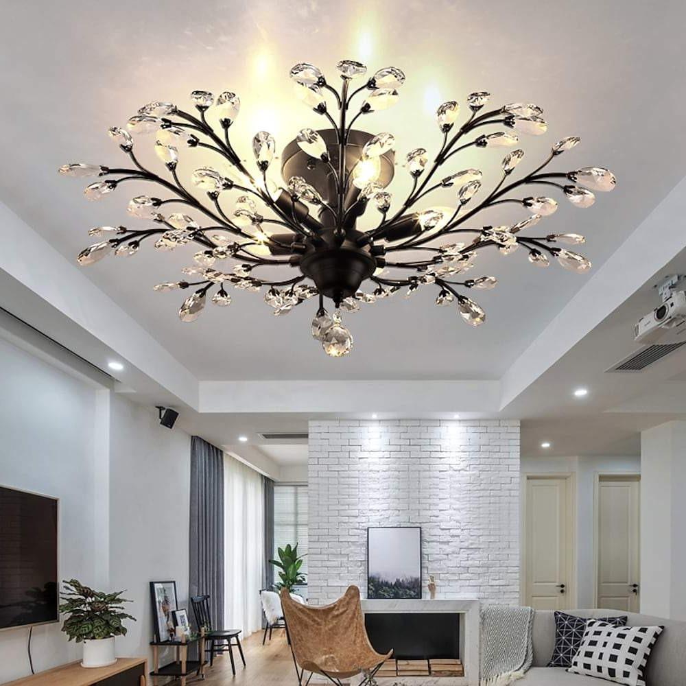 Unique Contemporary Chandeliers Crystal Flower Chandelier for Living Room