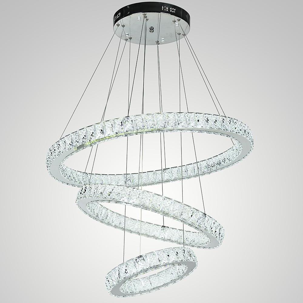 Geometrical Design Circle Chandelier Metal Crystal Ceiling Light