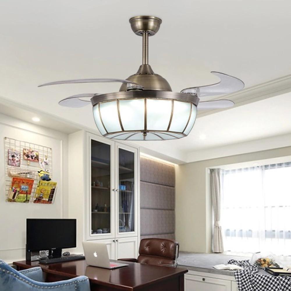 Bronze Farmhouse Retractable Ceiling Fan with Light