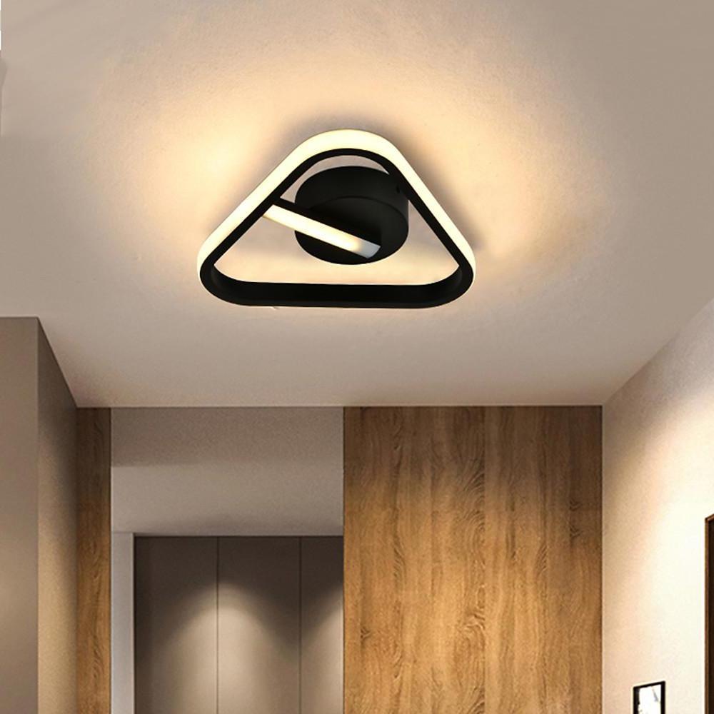 Rounded Corners Triangle Unique Modern Black Flush Mount Light LED Ceiling Light