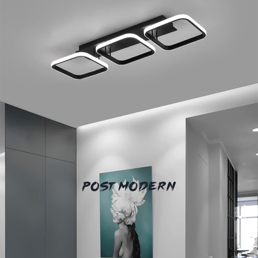 3 Square LED Black Modern Ceiling Lights Hanging Light Chandelier Ceiling Lamp