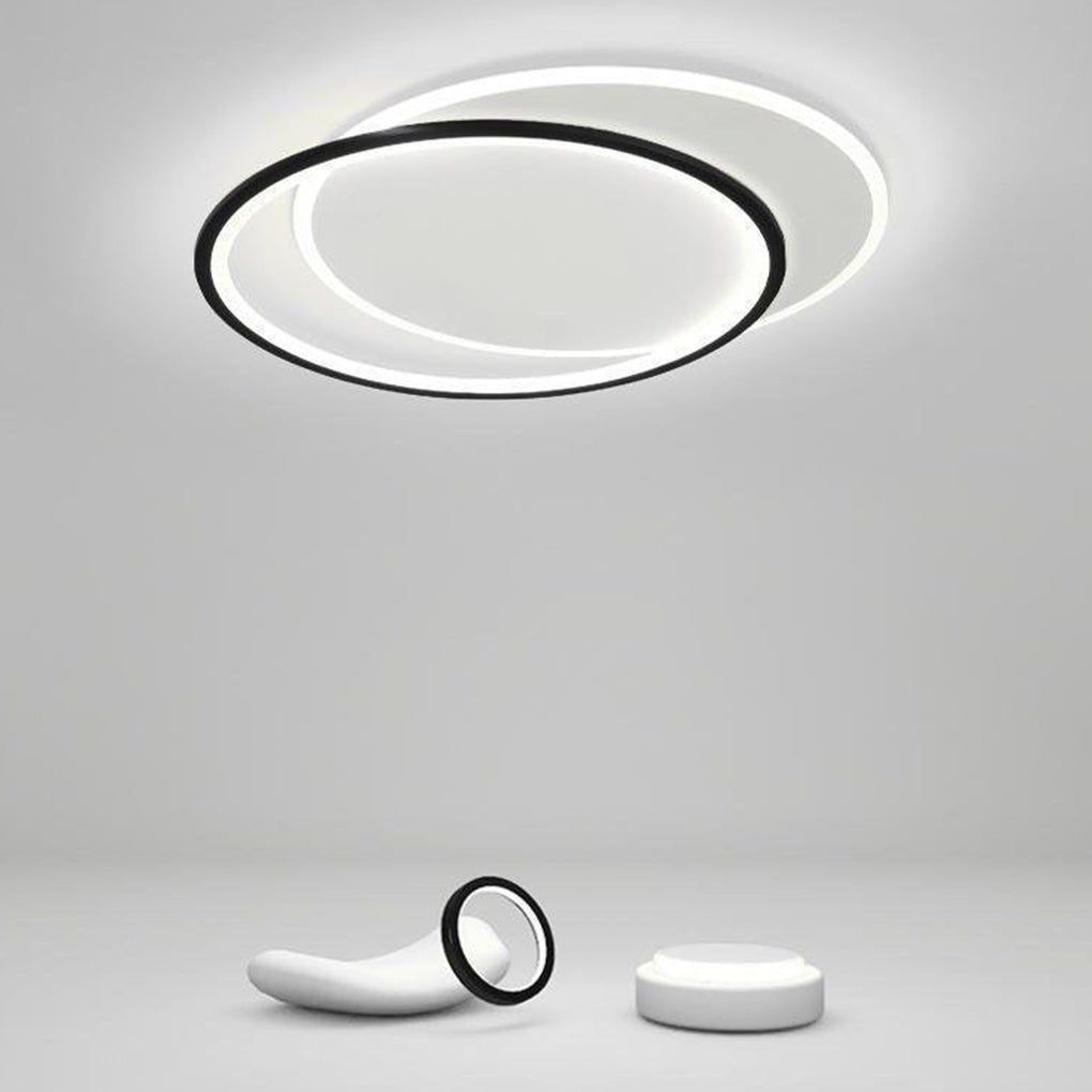 White Black Flush Mount Ceiling Lights Modern Overlapped Round Lights