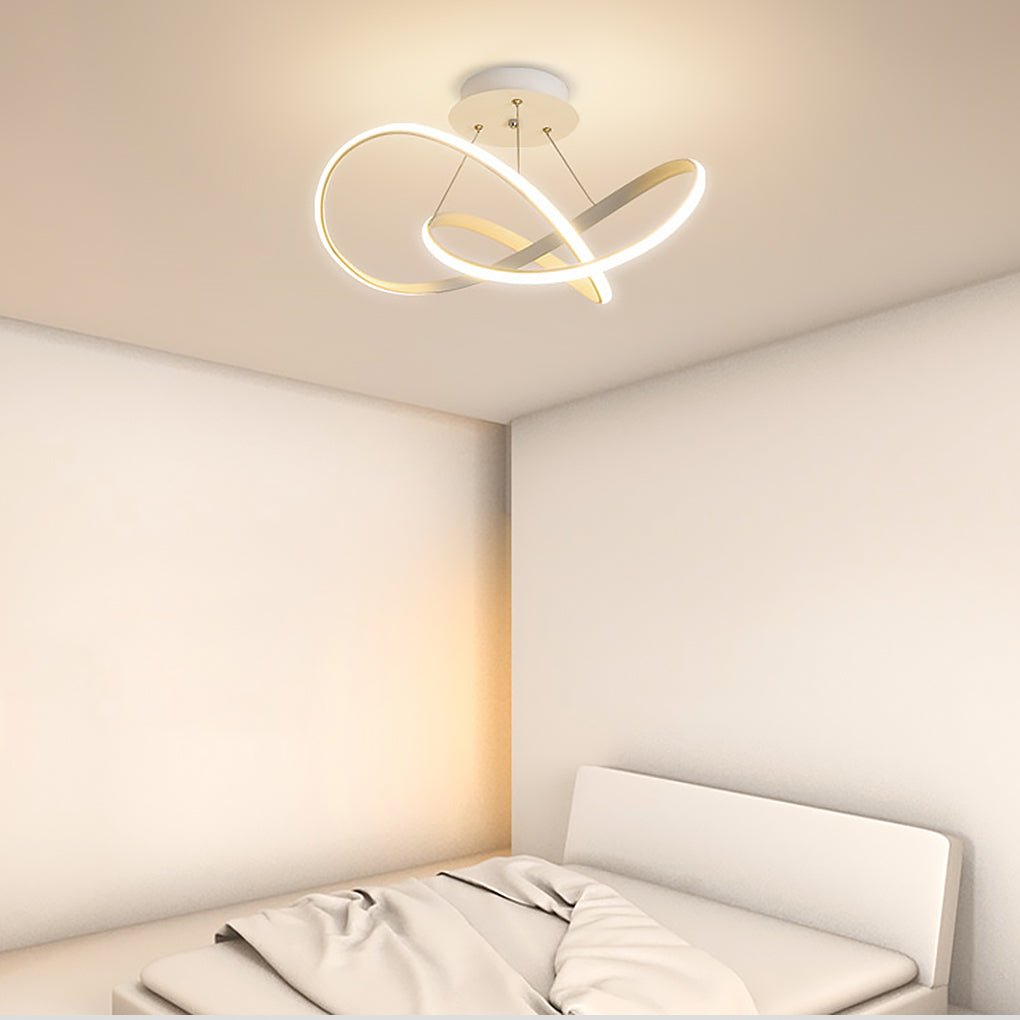 White Flush Mount Ceiling Light Cord Ribbon Adjustable Dimmable Light