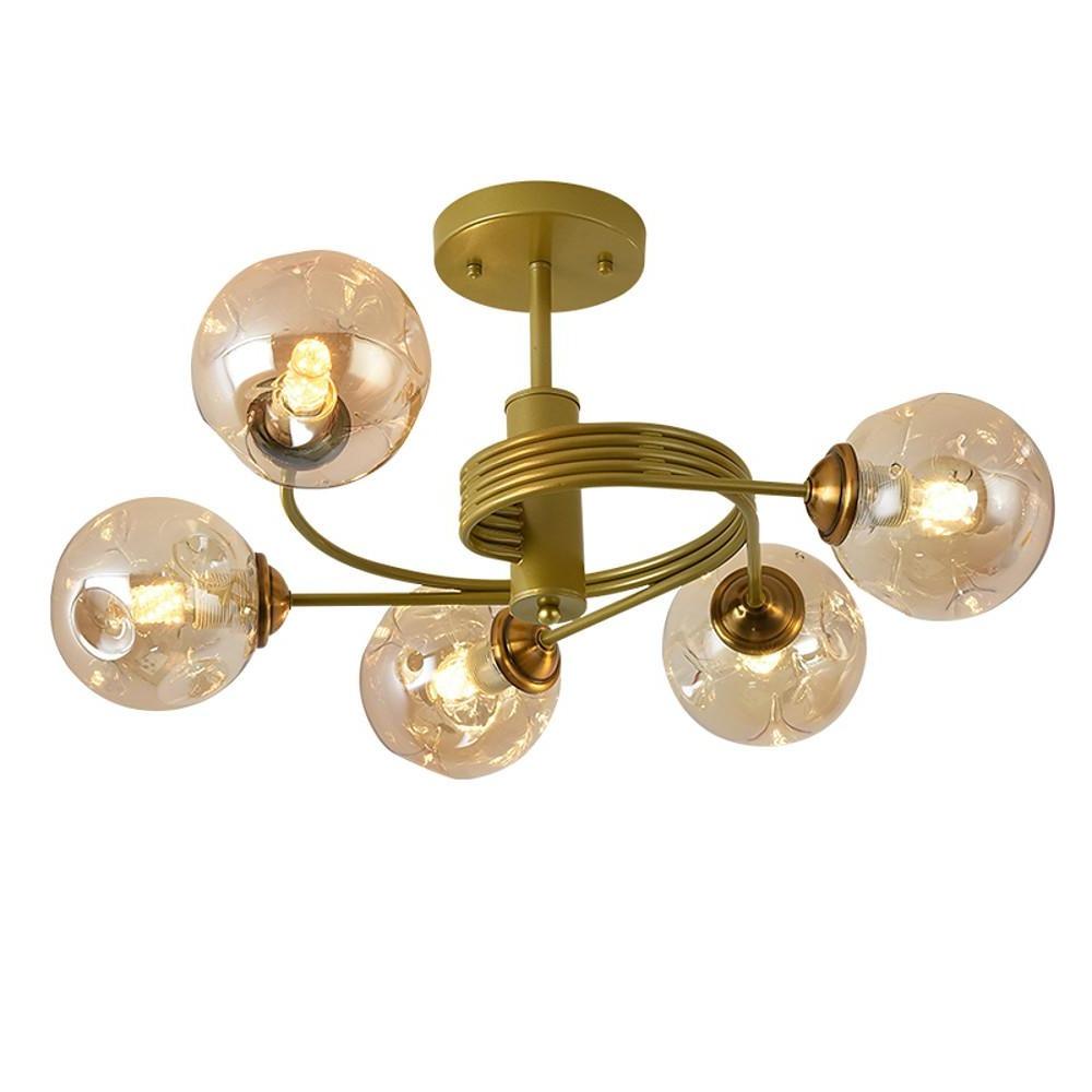 Swirling Nordic Globe Bubble Chandelier Metal Glass Bedroom Chandelier