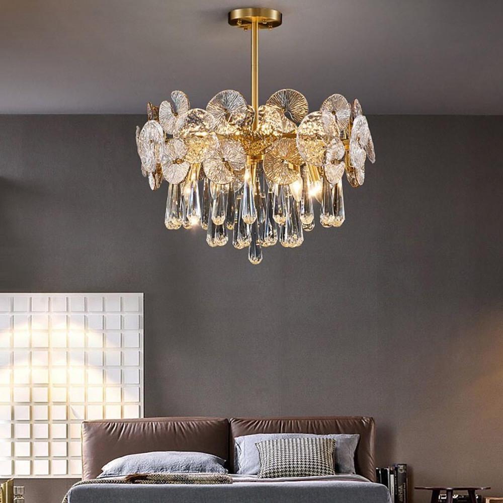 Candelabra Flush Mount Ceiling Light Metal Crystal LED Light