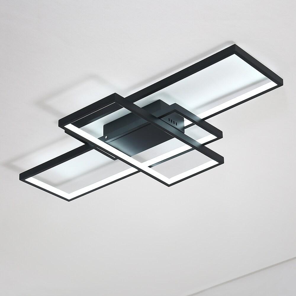 Multi Rectangle Large Flush Mount Ceiling Light with 3 Integrated Tiered Lights