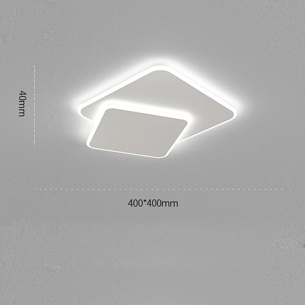 2-Light White Square LED Flush Mount Ceiling Light for Bedroom