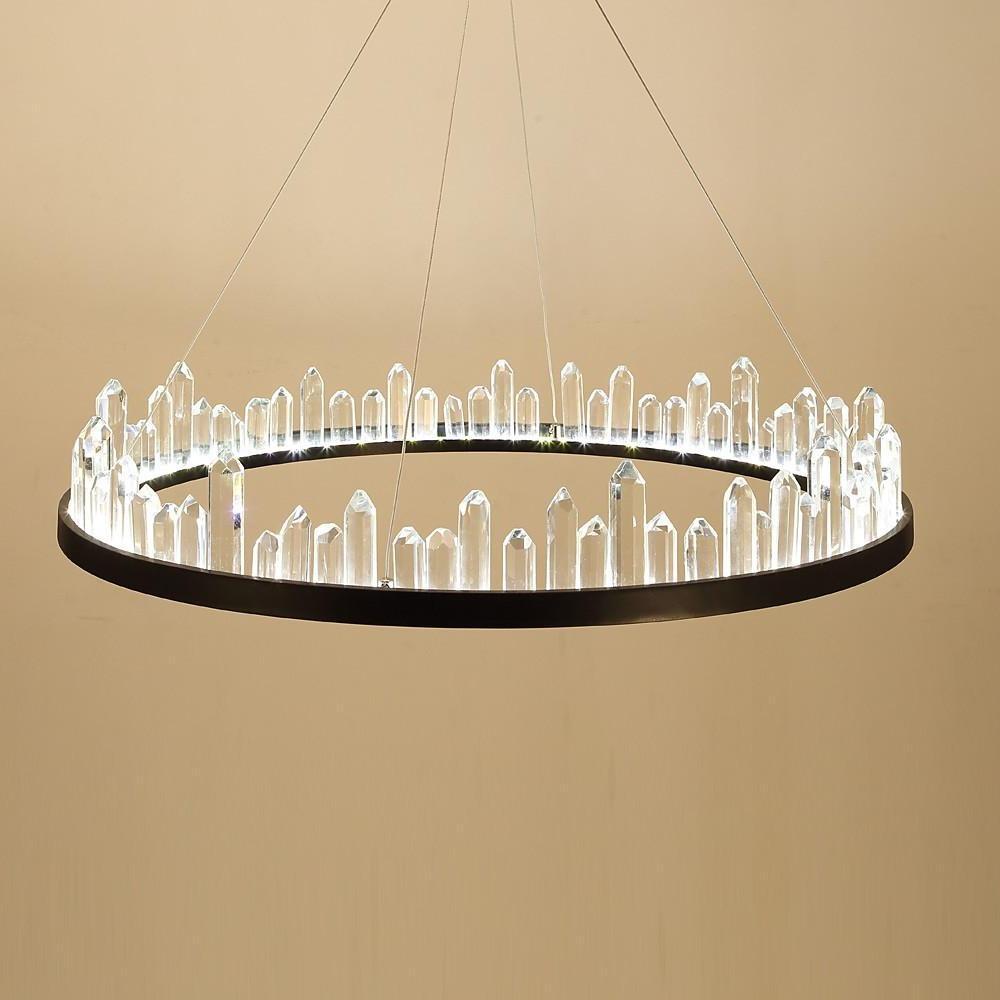 Circular Metal Crystal LED Adjustable Modern Pendant Lighting Chandelier